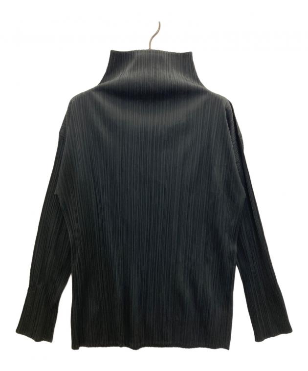 PLEATS PLEASE ISSEY MIYAKE ハイネックカットソー 黒 中古・古着通販】ISSEY MIYAKE (イッセイミヤケ) ハイネックプリーツ