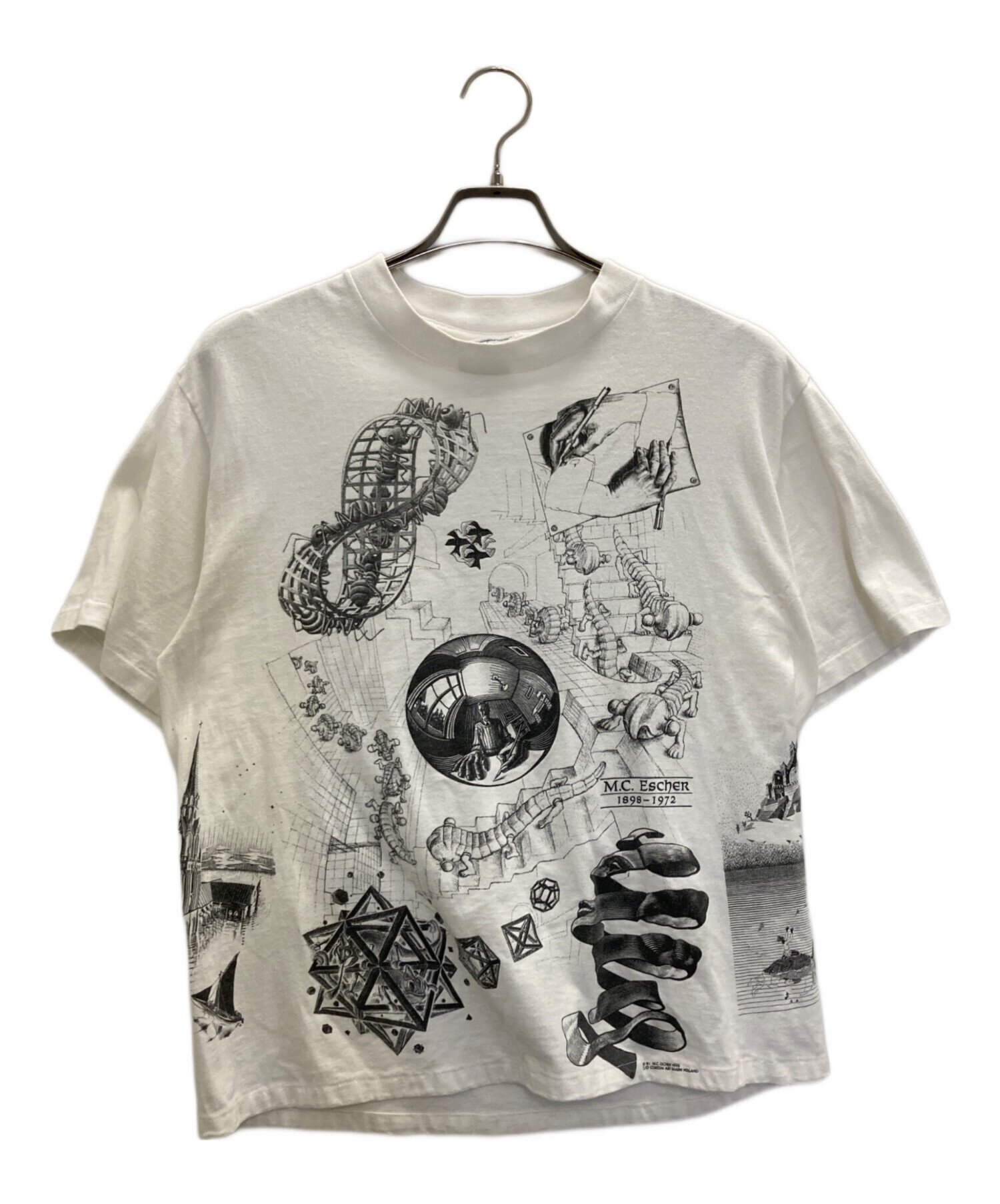 古着 アート エッシャー tシャツ総柄 ヴィンテージ 90s エッシャー t