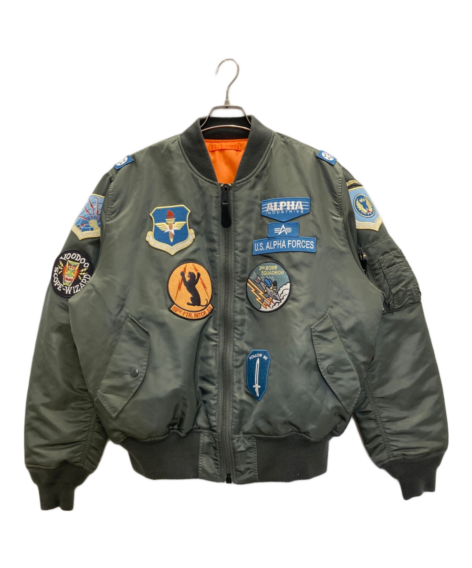 中古・古着通販】ALPHA (アルファ) フルパッチMA-1 オリーブ サイズ:L