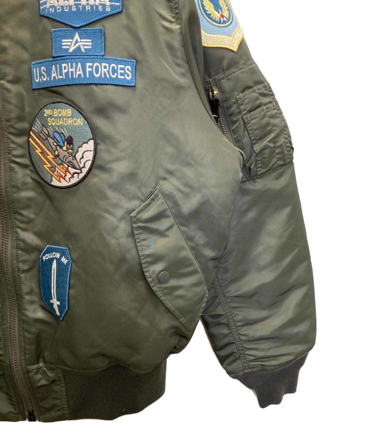 中古・古着通販】ALPHA (アルファ) フルパッチMA-1 オリーブ サイズ:L