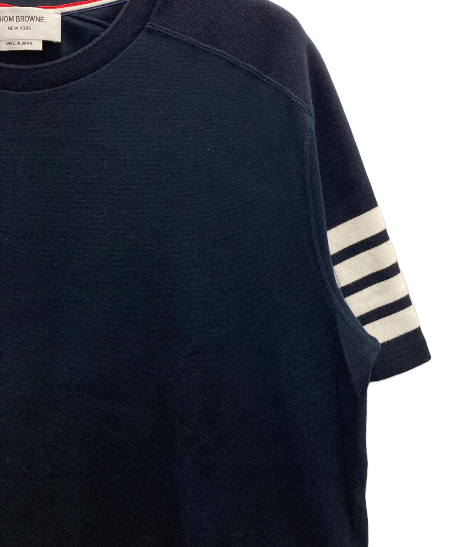 THOM BROWNE トムブラウンTシャツ ネイビー　サイズ4 中古・古着通販】Thom Browne (トムブラウン) 4-BAR Tシャツ ネイビー