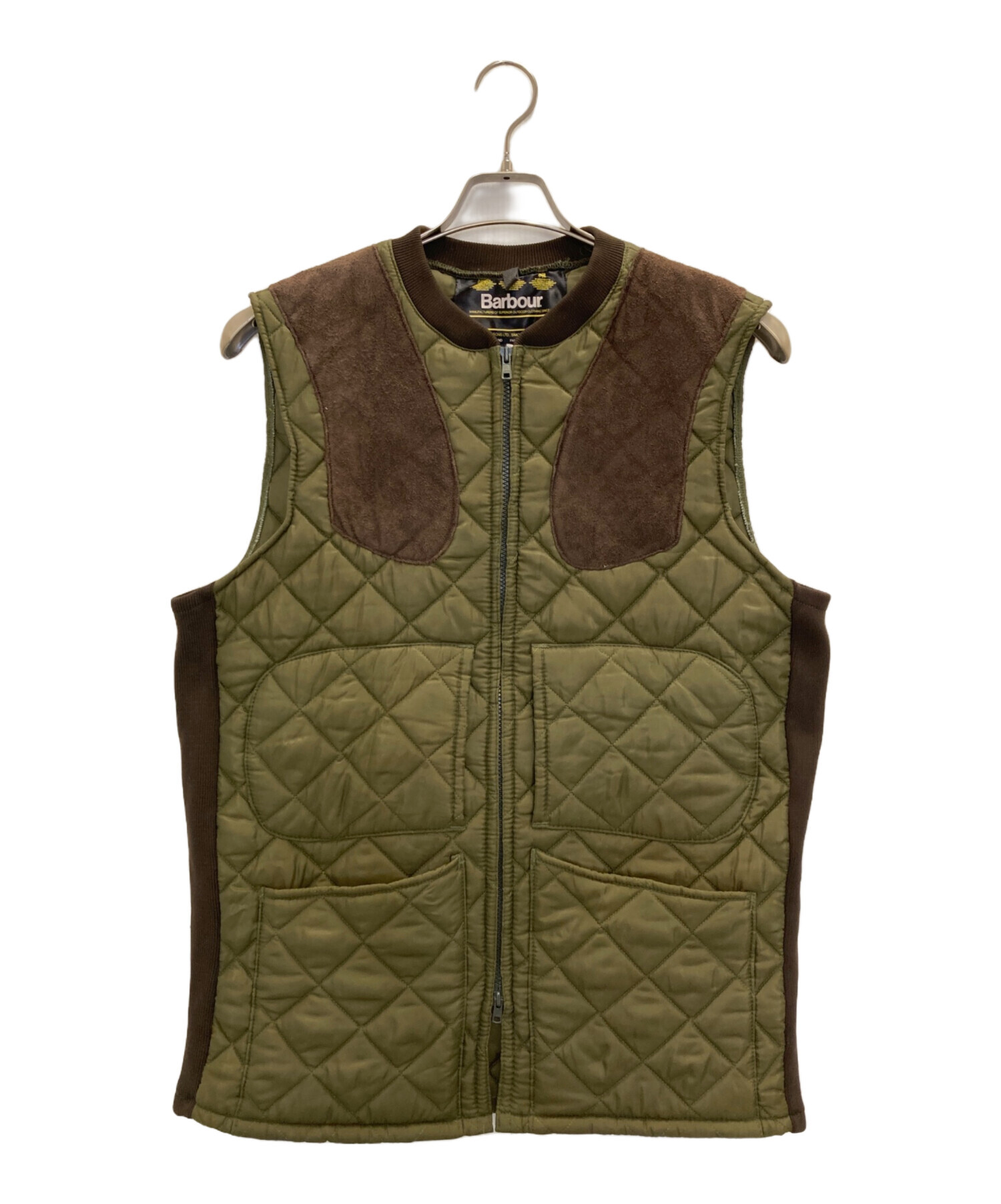 90年代 イングランド製 Barbour バブアー キルティングベスト オリーブ 中古・古着通販】Barbour (バブアー) キルティングベスト オリーブ