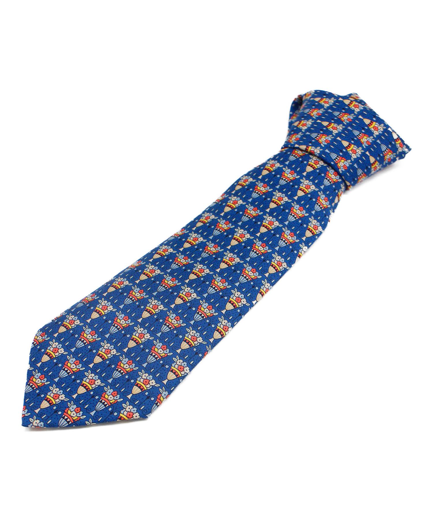 未使用　エルメス　ネクタイ　ネ ランク N 新品 HERMÈS エルメス ネクタイ ブルー シルク - GINZA