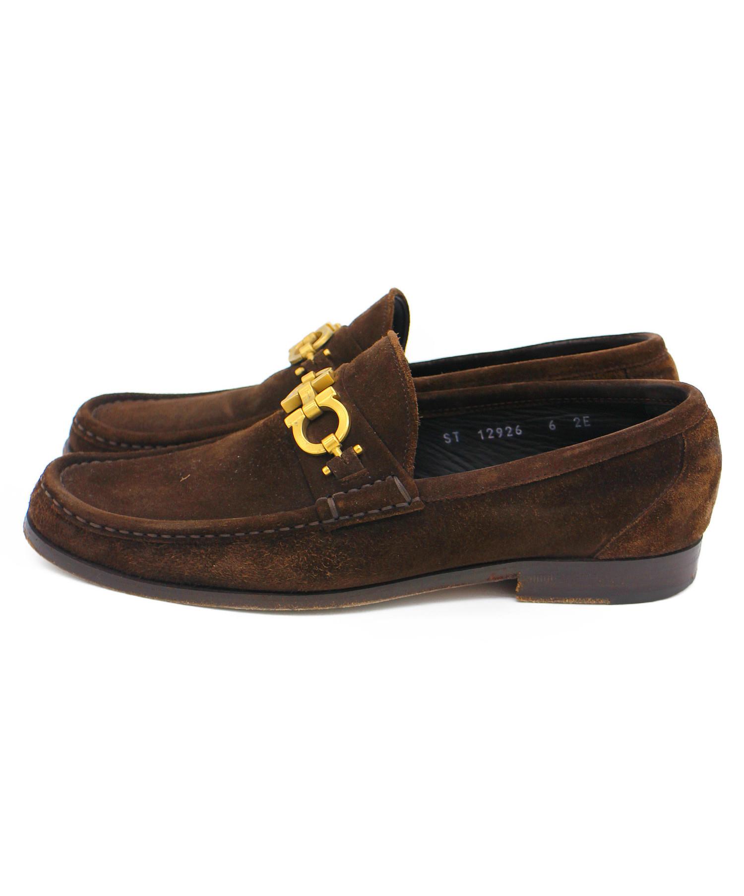 salvadore ferragamo スエードローファーSHADE茶6B salvadore ferragamo スエードコインローファーSHADE茶6B