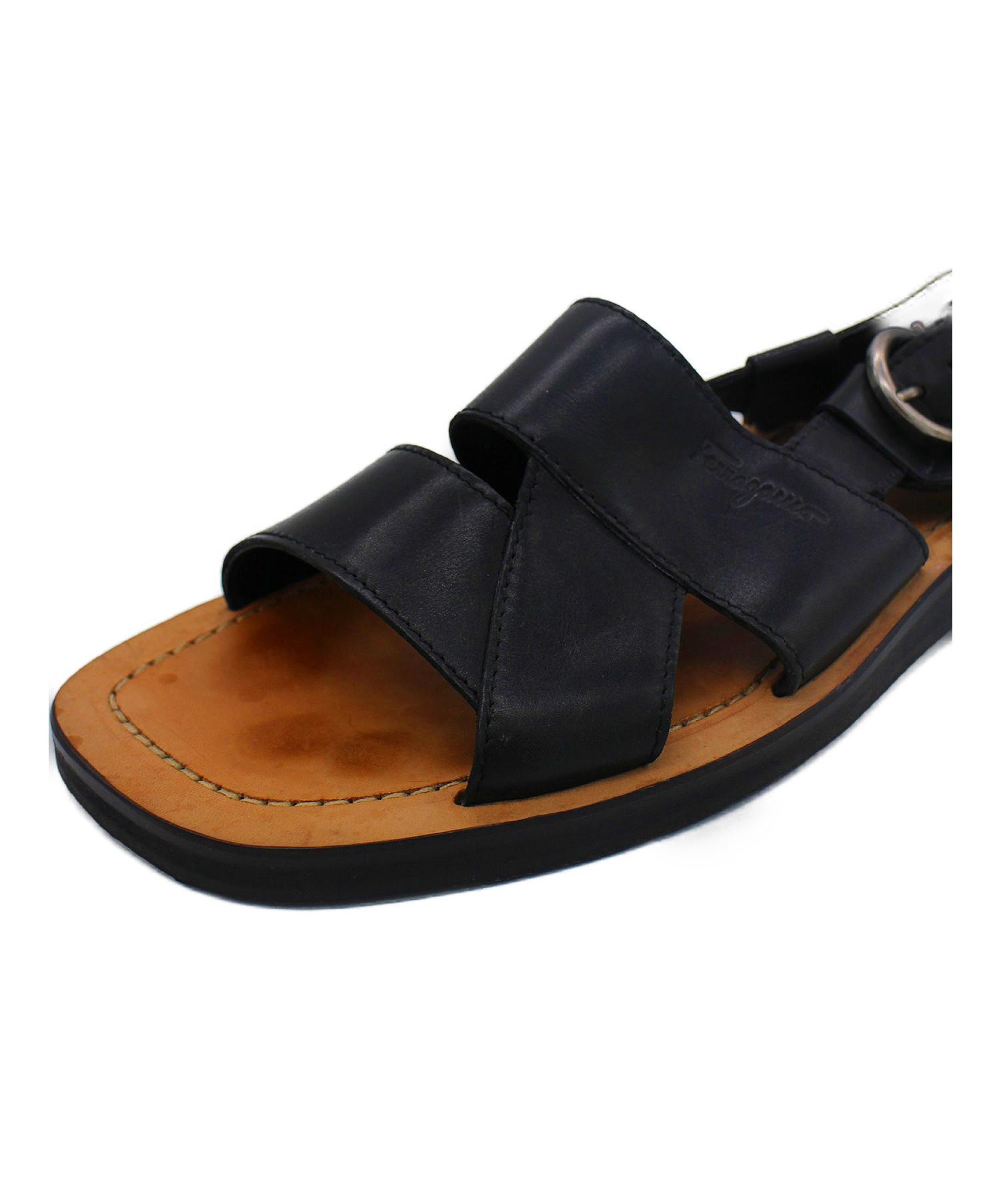 美品　Ferragamo/フェラガモ　レザーストラップサンダル　ブラック　8C 美品 Ferragamo/フェラガモ レザーストラップサンダル ブラック 8C