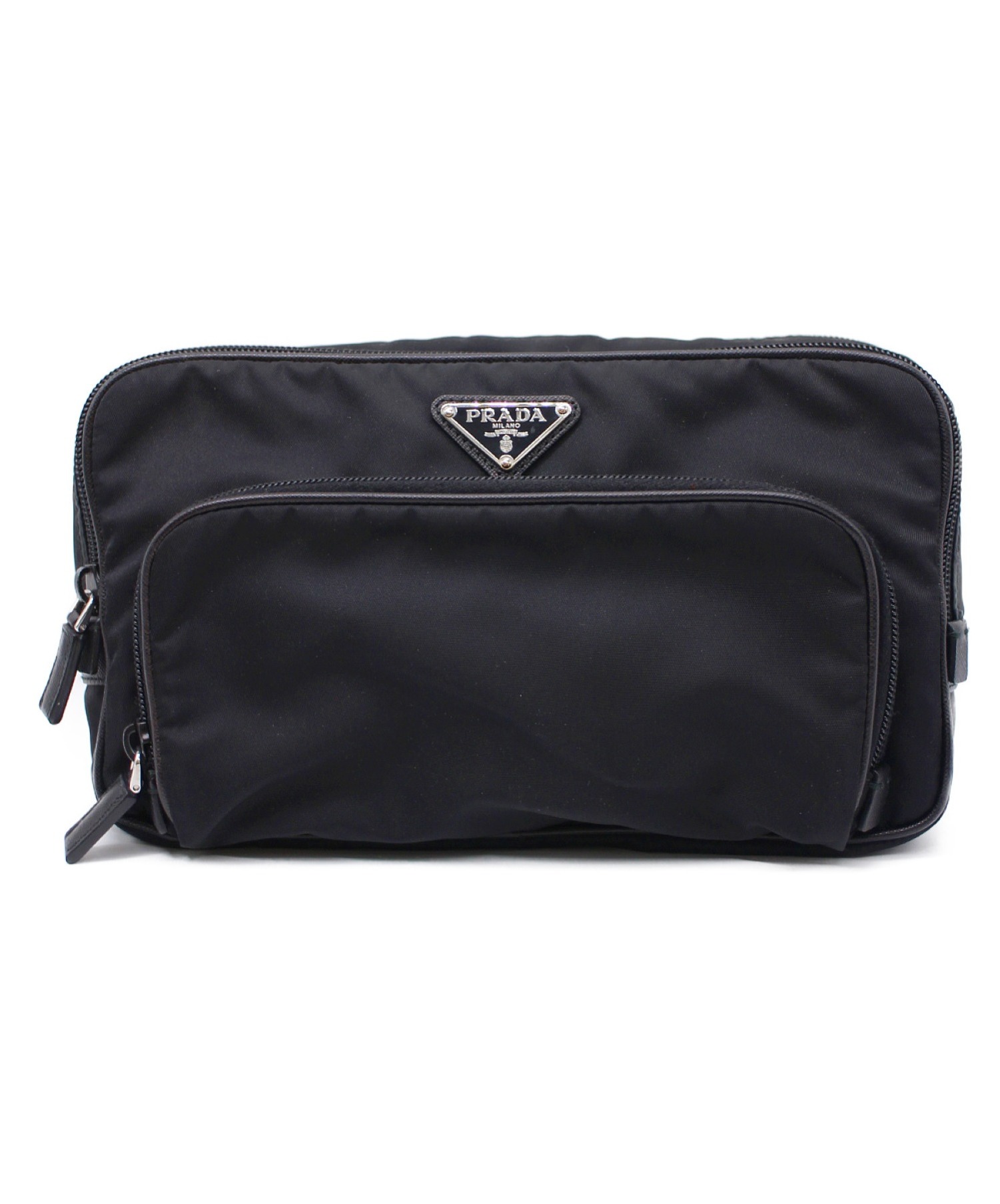 中古・古着通販】PRADA (プラダ) ナイロンクラッチバッグ ブラック 
