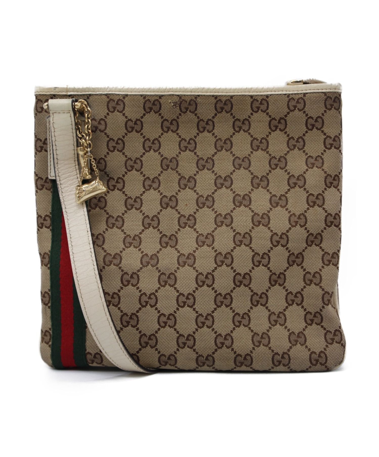中古・古着通販】GUCCI (グッチ) チャーム付ショルダーバッグ ブラウン 