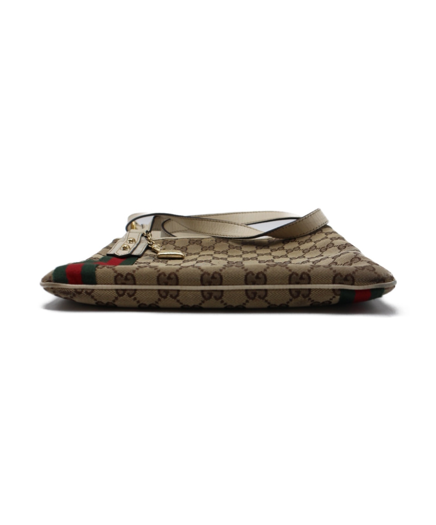 中古・古着通販】GUCCI (グッチ) チャーム付ショルダーバッグ ブラウン 