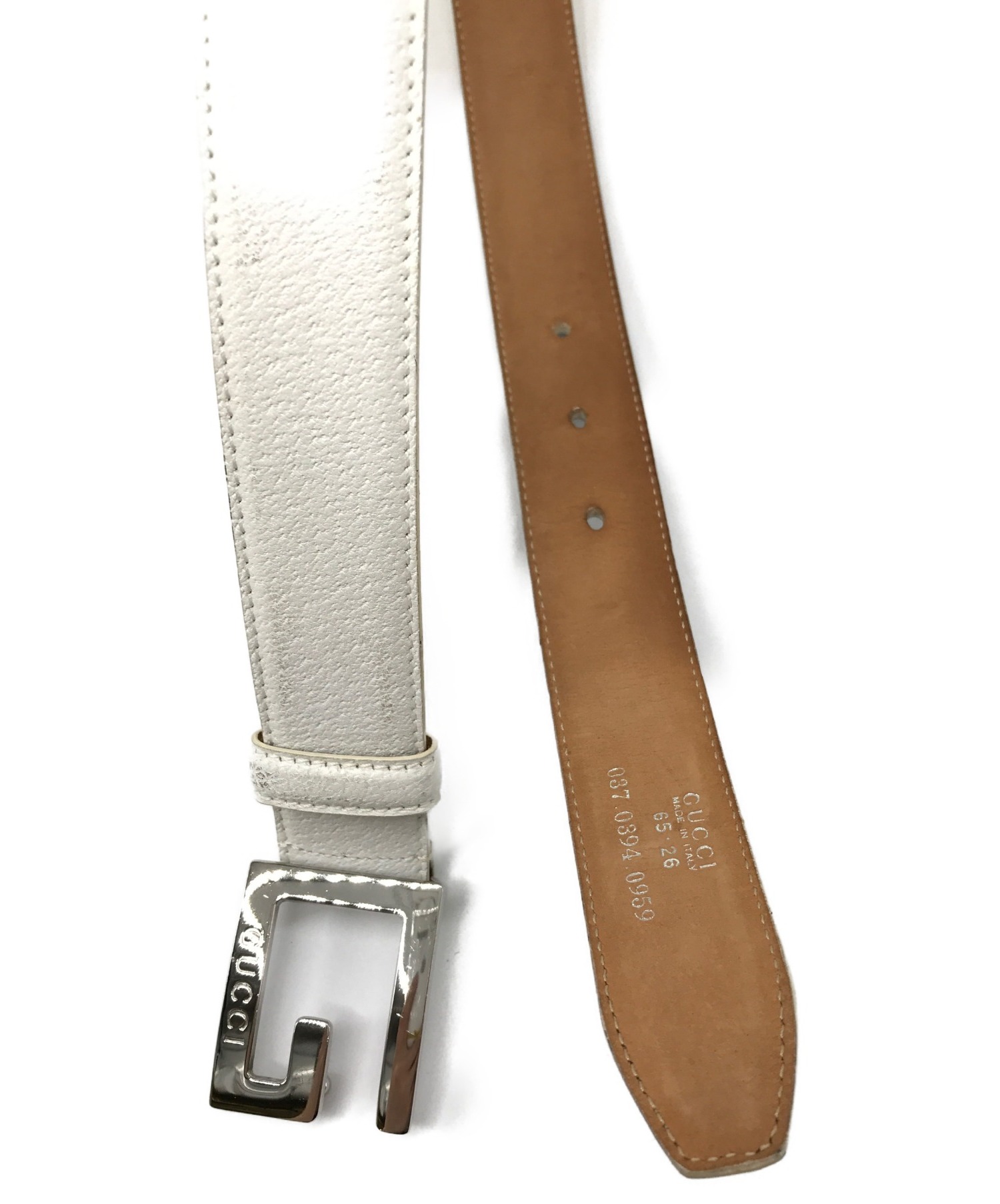 中古・古着通販】GUCCI (グッチ) ロゴ入りバックルレザーベルト