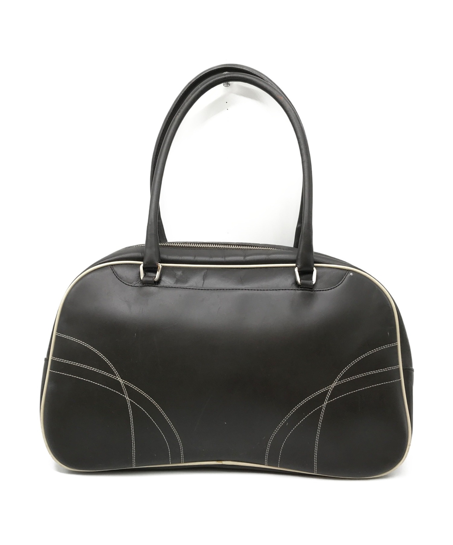 プラダ　レザーバッグ 中古・古着通販】PRADA (プラダ) ステッチデザインレザーハンドバッグ