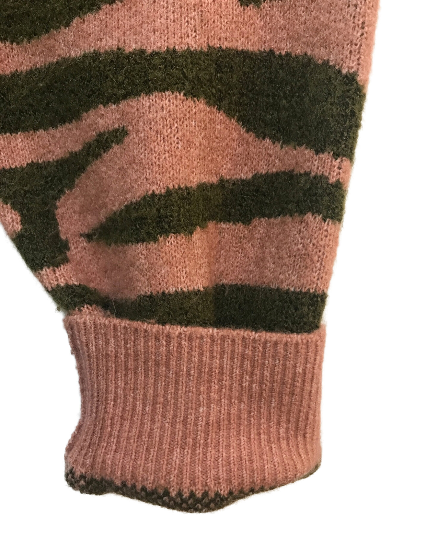 中古・古着通販】KEBOZ (ケボズ) ZEBRA KNIT CARDIGAN ブラウン×ピンク 