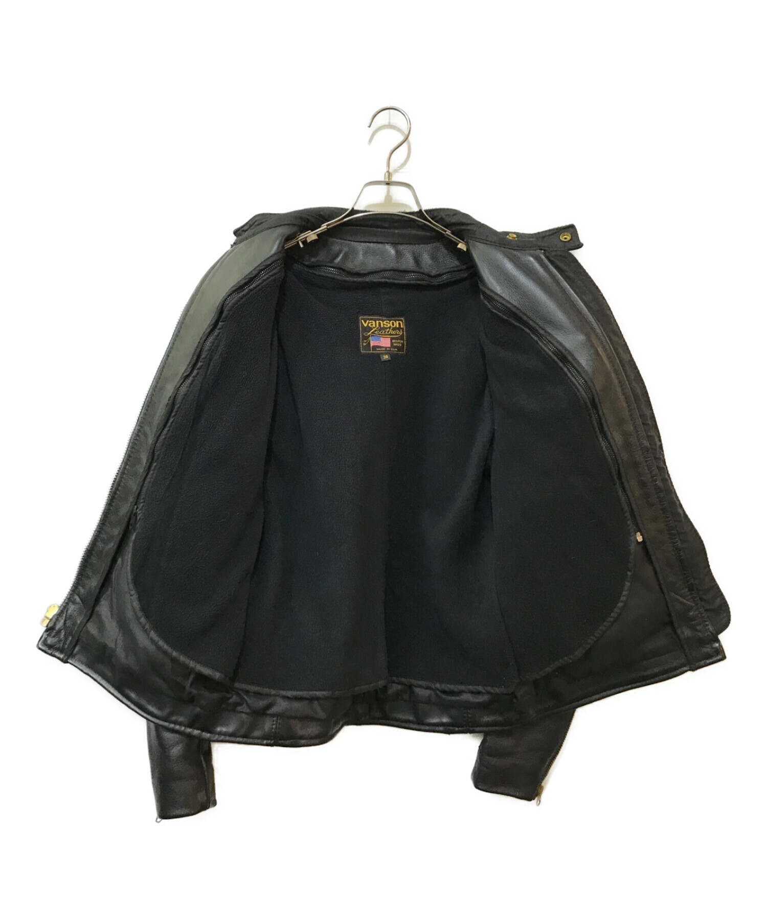 中古・古着通販】VANSON (バンソン) レザージャケット ブラック サイズ