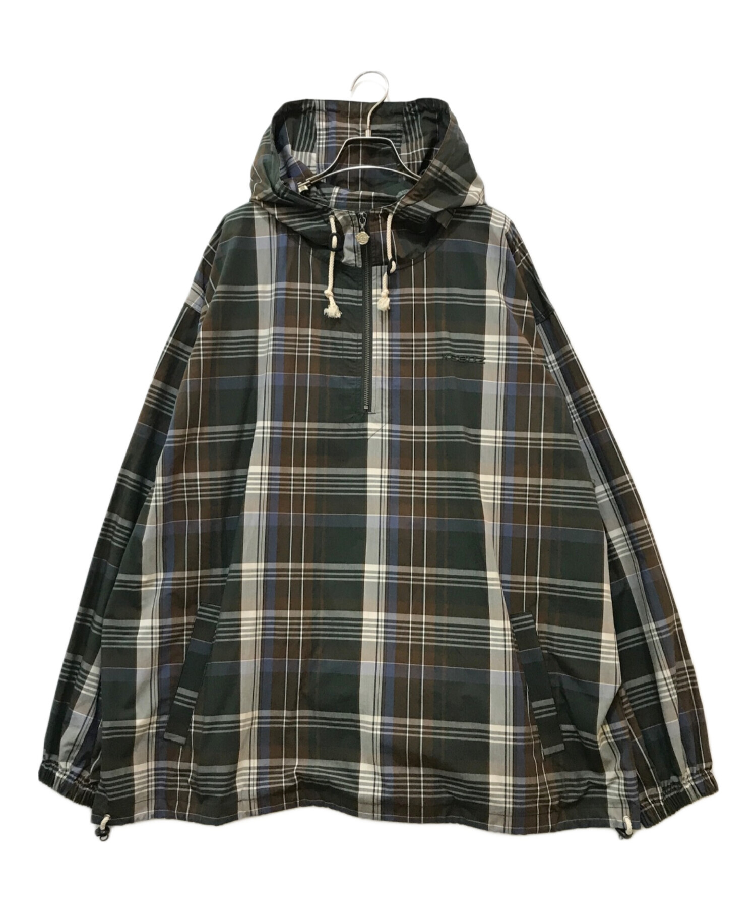中古・古着通販】KEBOZ (ケボズ) CHECK HALF ZIP-UP HOODED SHIRT 