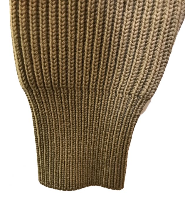 HYKE ハイク ロングカーディガン リブ ラムウール 100% ベージュ 中古・古着通販】HYKE (ハイク) ラムウール リブロングニット