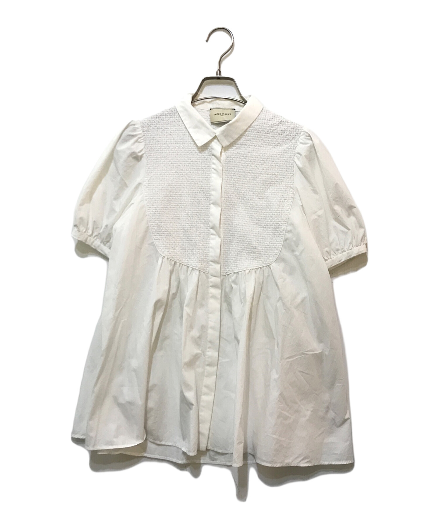 UNITED ARROWS エンブロイダリー コンビ ショートスリーブ ブラウス