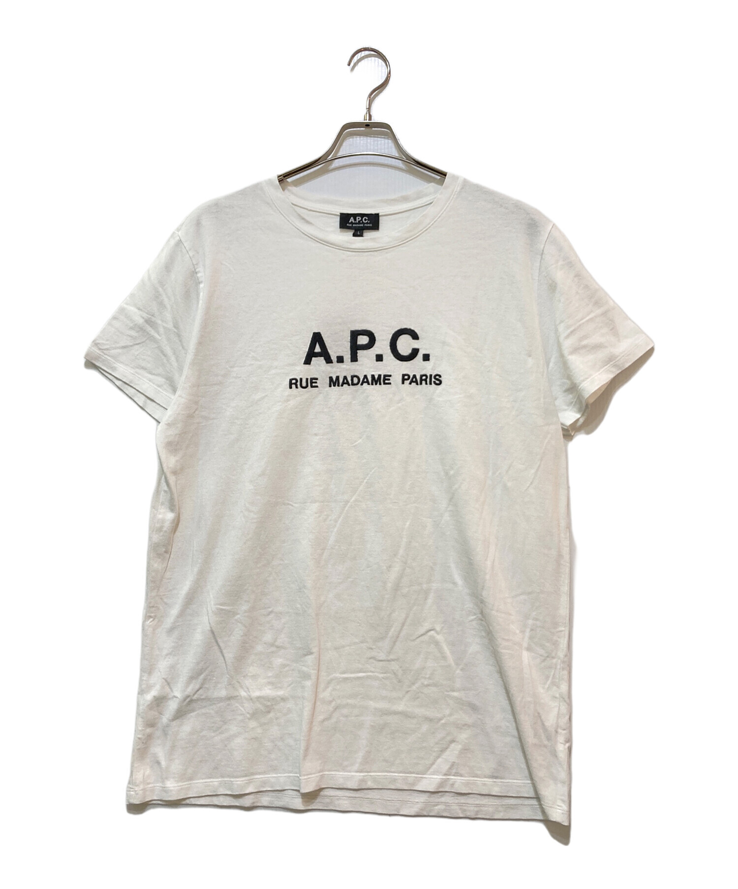 中古・古着通販】A.P.C. (アーペーセー) ロゴTシャツ ホワイト サイズ 