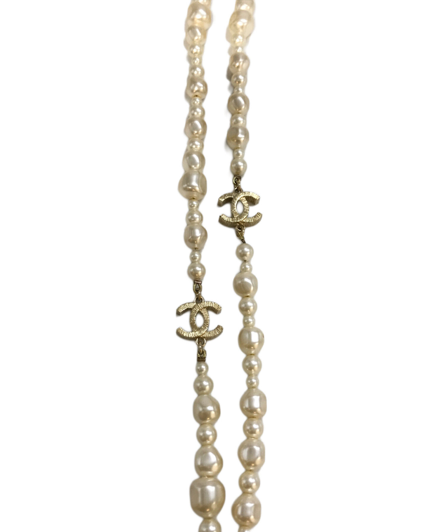 シャネル　ロング　ネックレス　2連　トップのみ刻印あり 中古・古着通販】CHANEL (シャネル) ココマーク フェイクパール 2連