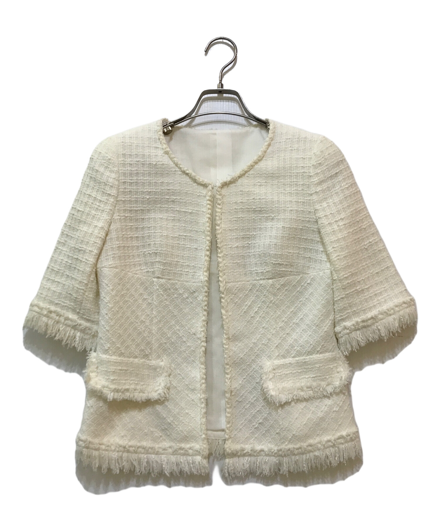 ルネ　Rene 2025春ツイードジャケット　サイズ34 中古・古着通販】Rene (ルネ) ツイードジャケット ホワイト サイズ:34