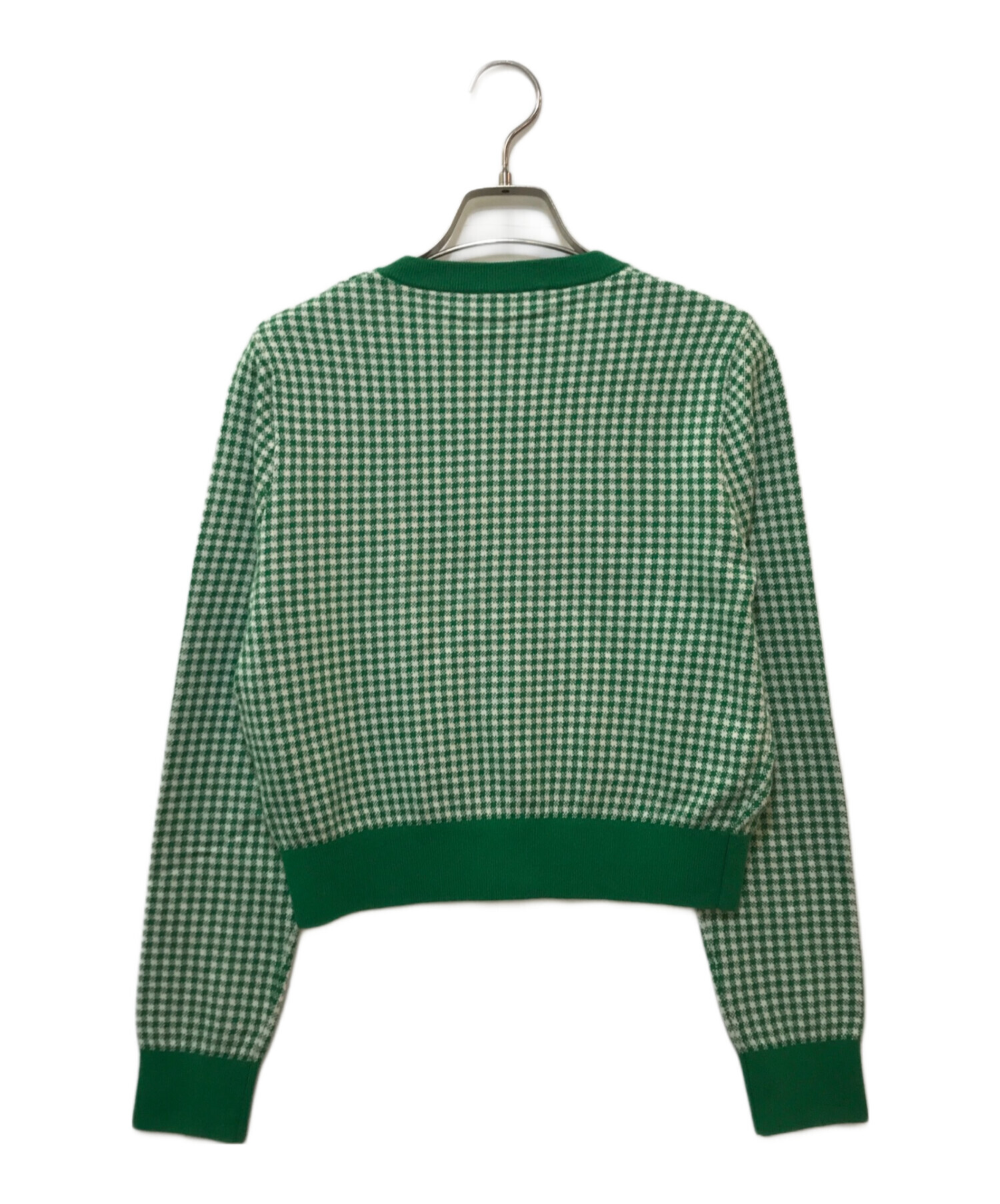 CABaNコットンカシミヤ カーディガン グリーンオレンジ ギンガムチェック CABaNコットンカシミヤ カーディガン グリーン×オレンジ ギンガム