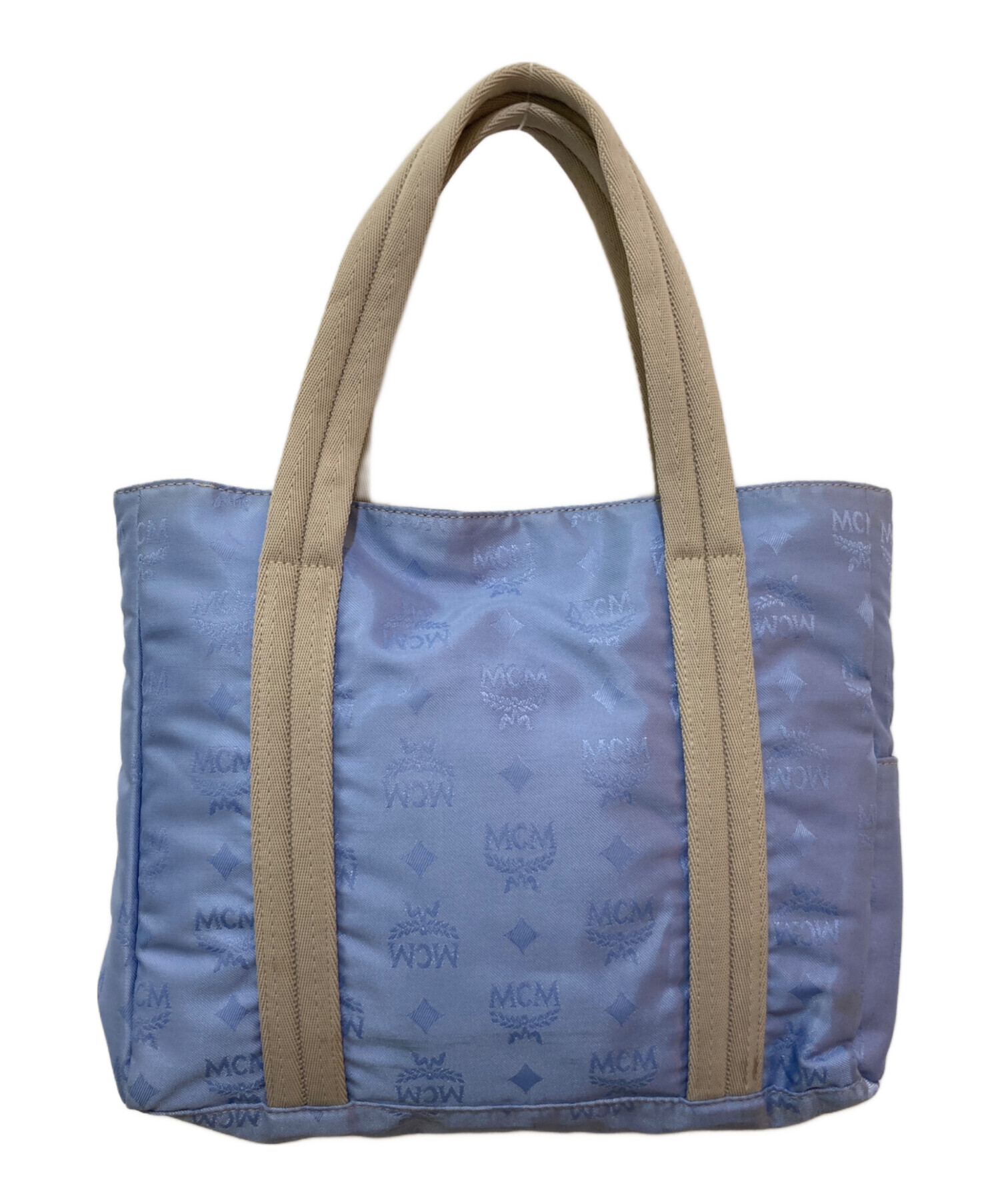 エムシーエム MCM トートバッグ ナイロン ライトブルー×ベージュ バッグ 中古・古着通販MCM (エムシーエム) ナイロントートバッグ スカイ