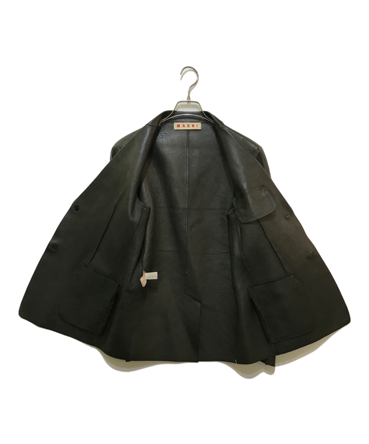 現行品276100円　MARNI 袖付ゆったりラムレザーコート42　薄茶 現行品276100円 MARNI 袖付ゆったりラムレザーコート42 薄茶