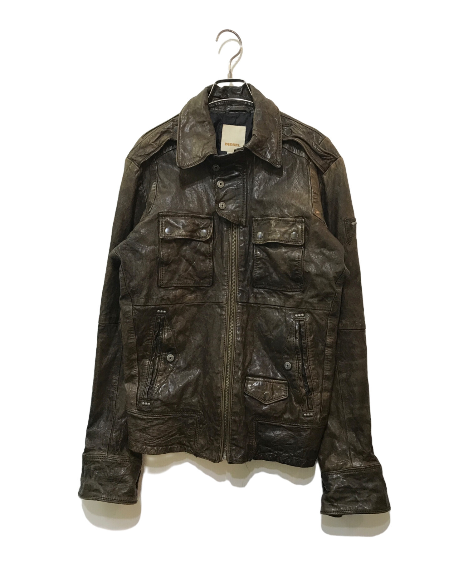 DIESEL / ジャケット/--/牛革/BRW/無地 中古・古着通販】DIESEL (ディーゼル) レザージャケット ブラウン