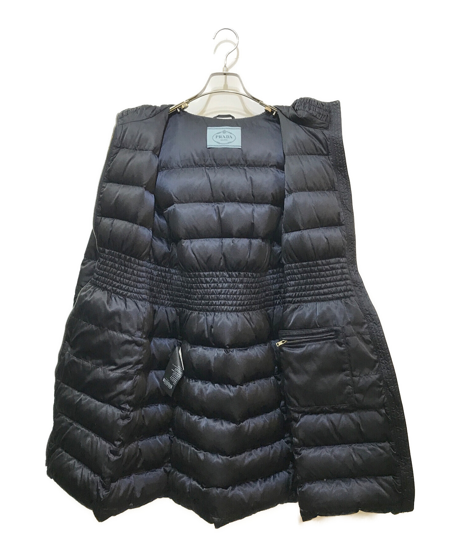 最終価格　希少　PRADA　コート 中古・古着通販】PRADA (プラダ) ロゴプレートダウンコート ネイビー