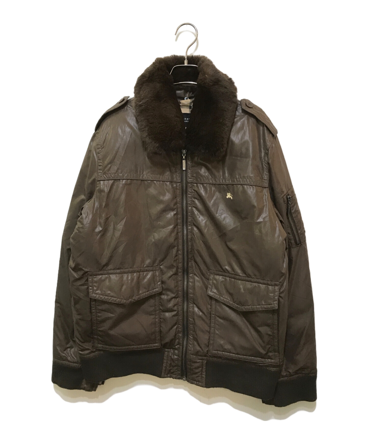 週末値下げ中》BURBERRY　襟裏レザー　 ダウン+フェザー　 黒　バーバリー 中古・古着通販】BURBERRY BLACK LABEL (バーバリーブラックレーベル