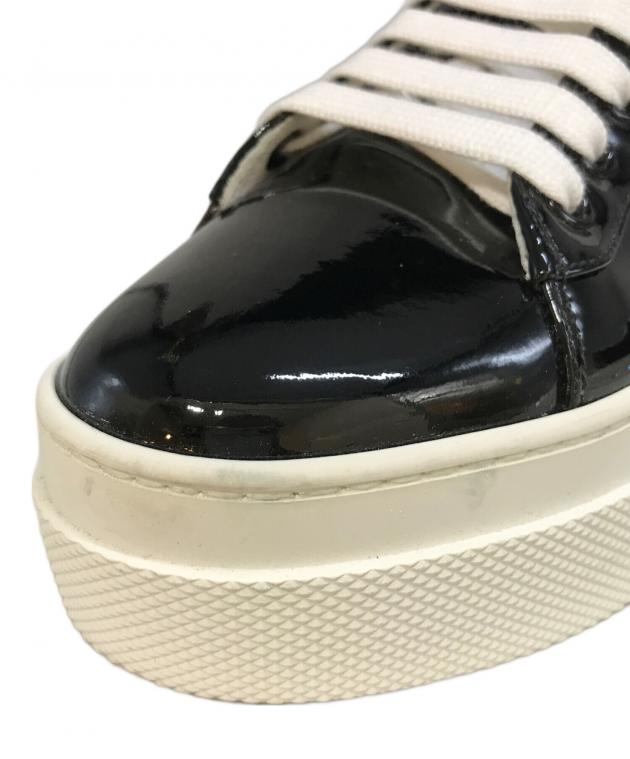 中古・古着通販】MIU MIU (ミュウミュウ) パテントビジューロゴ厚底