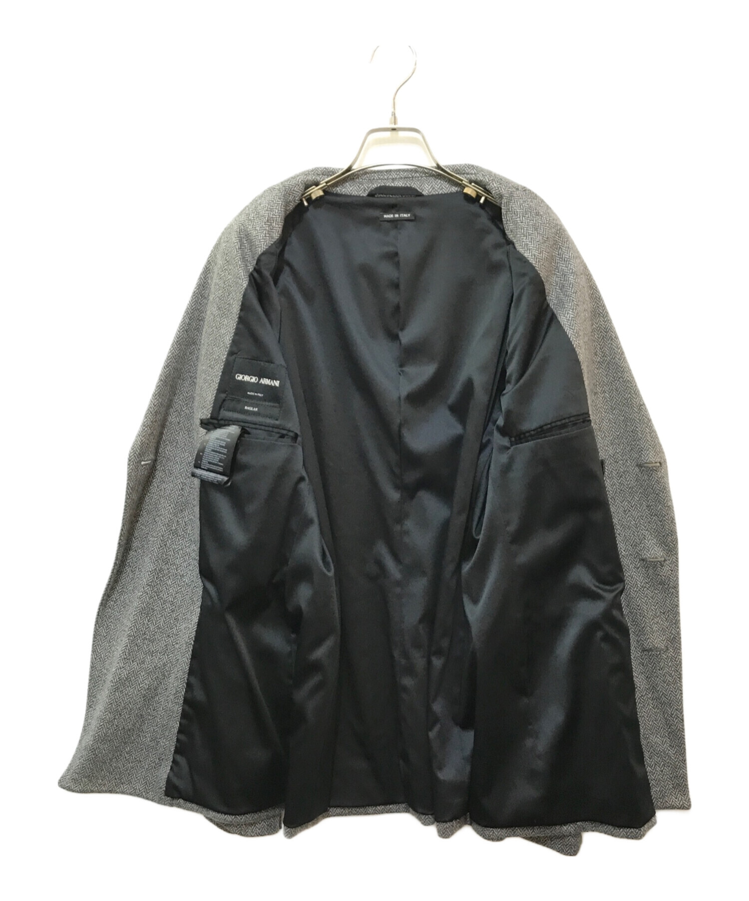 メンズ GIORGIO ARMANI グレー ヘリンボーン テーラードジャケット
