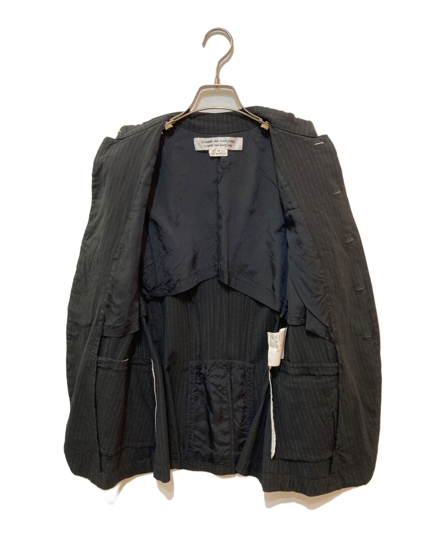 レア　COMME des GARCONS　ストライプジャケット　ブラック　XS 中古・古着通販】COMME des GARCONS (コムデギャルソン) ストライプ