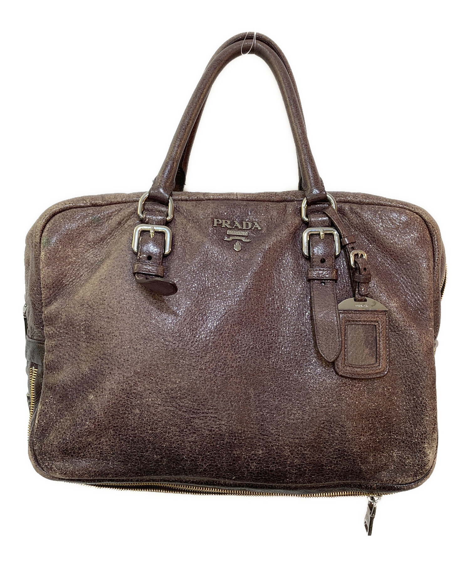 中古・古着通販】PRADA (プラダ) レザー スクエア ハンドバッグ BL0517  
