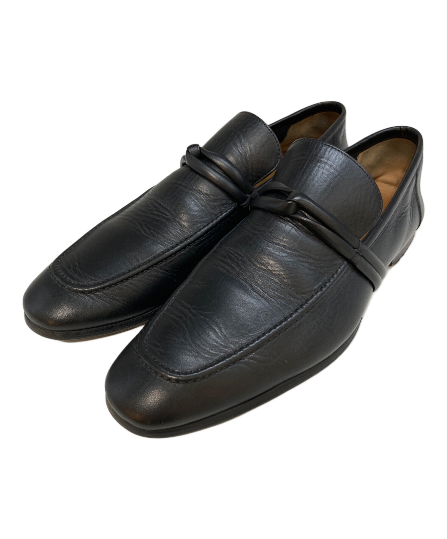 中古・古着通販】GUCCI (グッチ) レザーローファー 121471 ブラック 