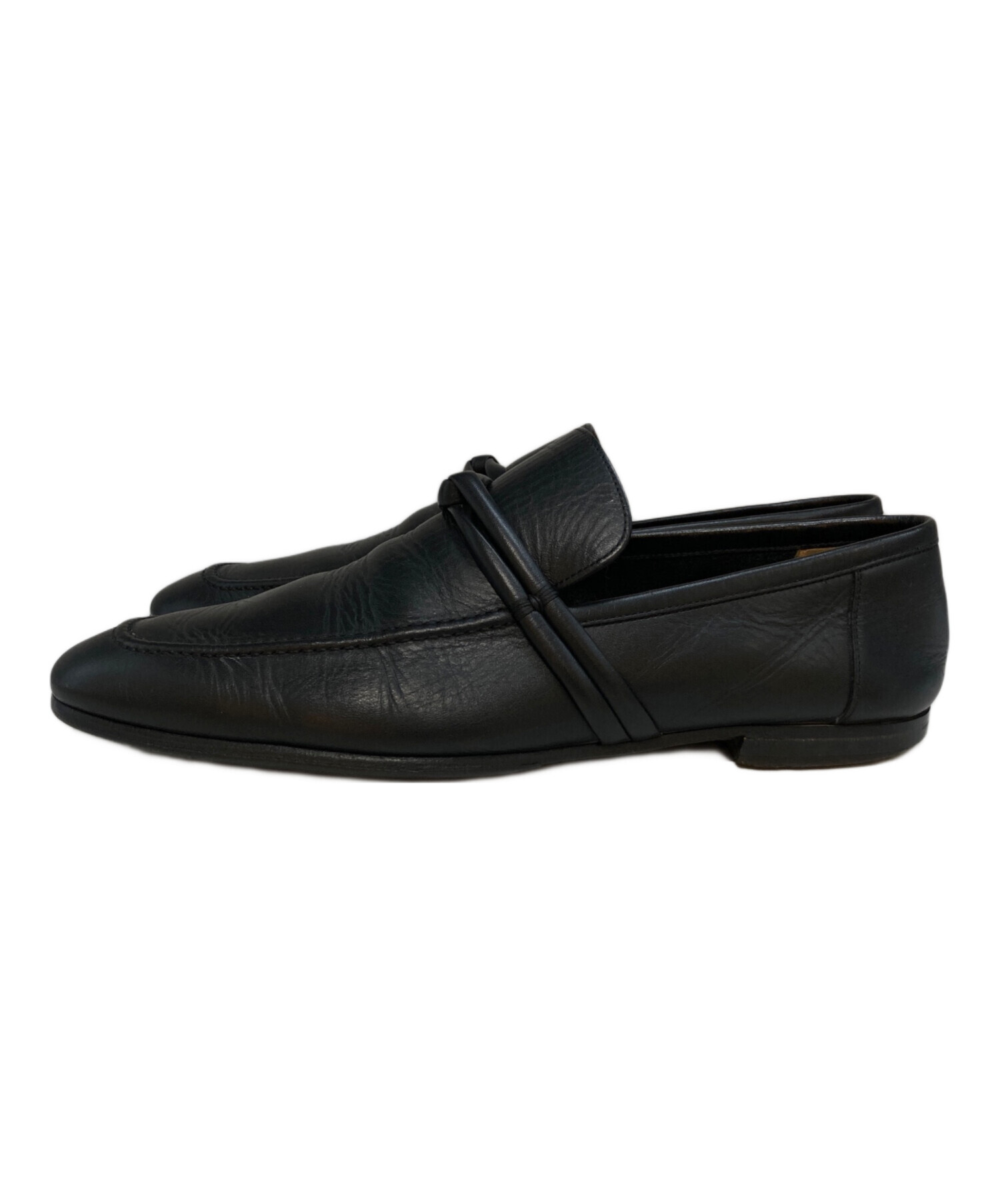 中古・古着通販】GUCCI (グッチ) レザーローファー 121471 ブラック 