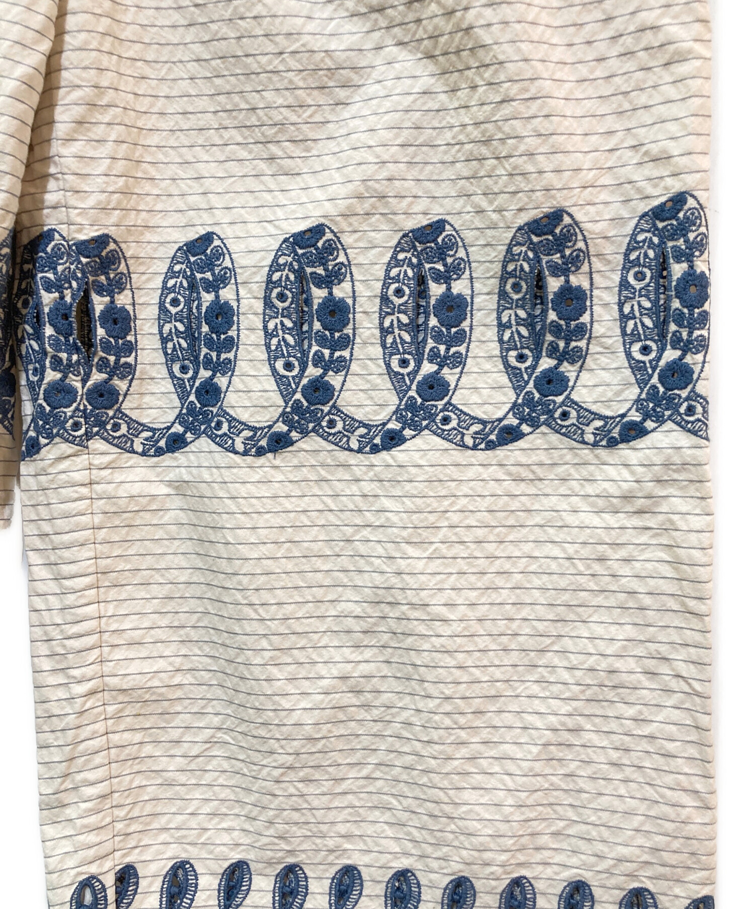 ミナペルホネンmina perhonen✨skyfulリネン刺繍ワイドパンツ36 中古・古着通販】mina perhonen (ミナ ペルホネン) ボーダーxフラワー