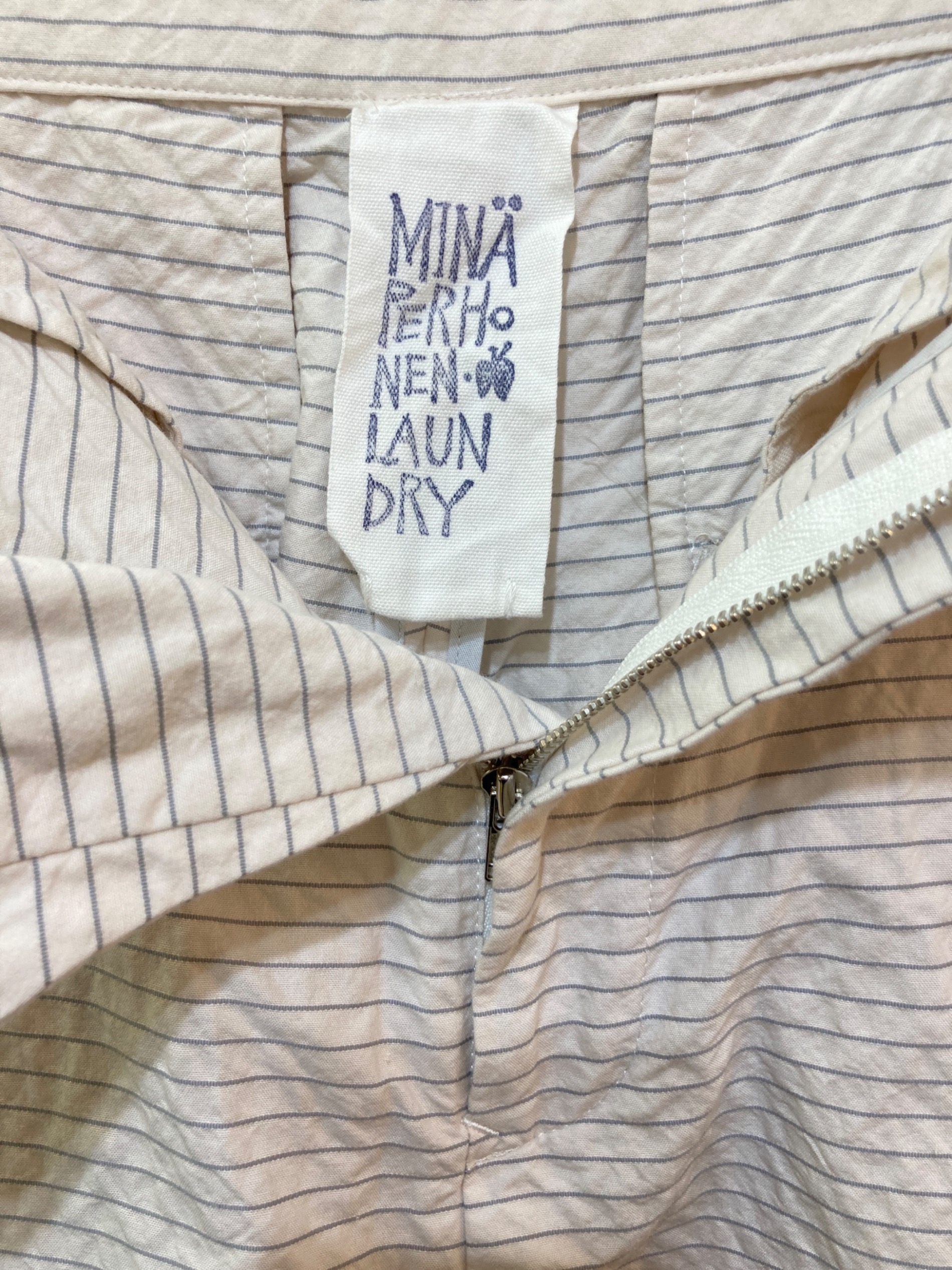 ミナペルホネンmina perhonen✨skyfulリネン刺繍ワイドパンツ36 中古・古着通販】mina perhonen (ミナ ペルホネン) ボーダーxフラワー