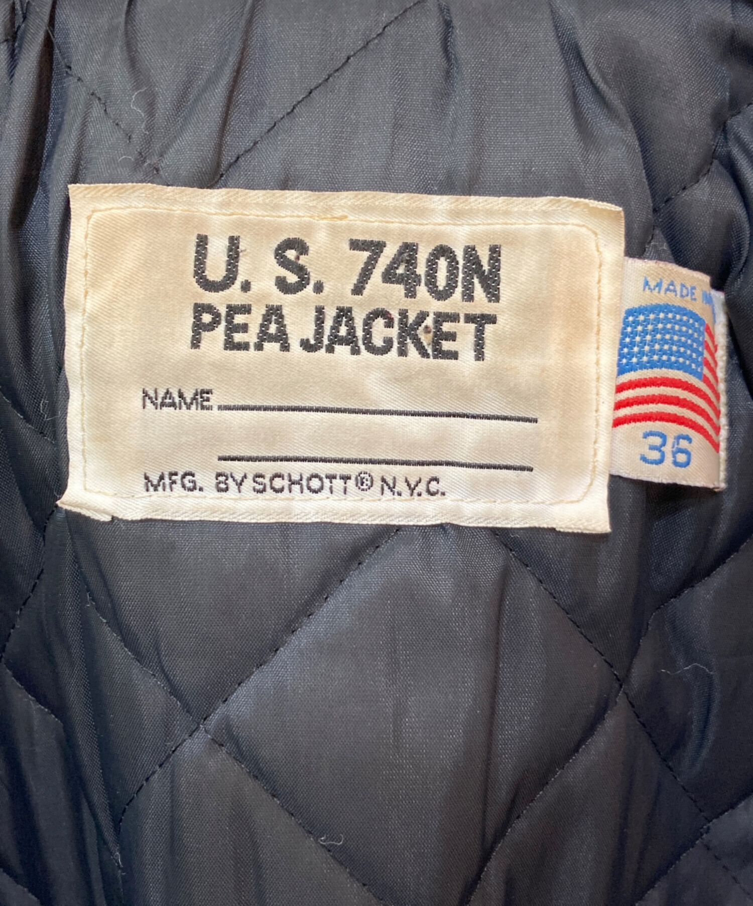 中古・古着通販】Schott (ショット) 740N LEATHER PEA JACKET ブラック