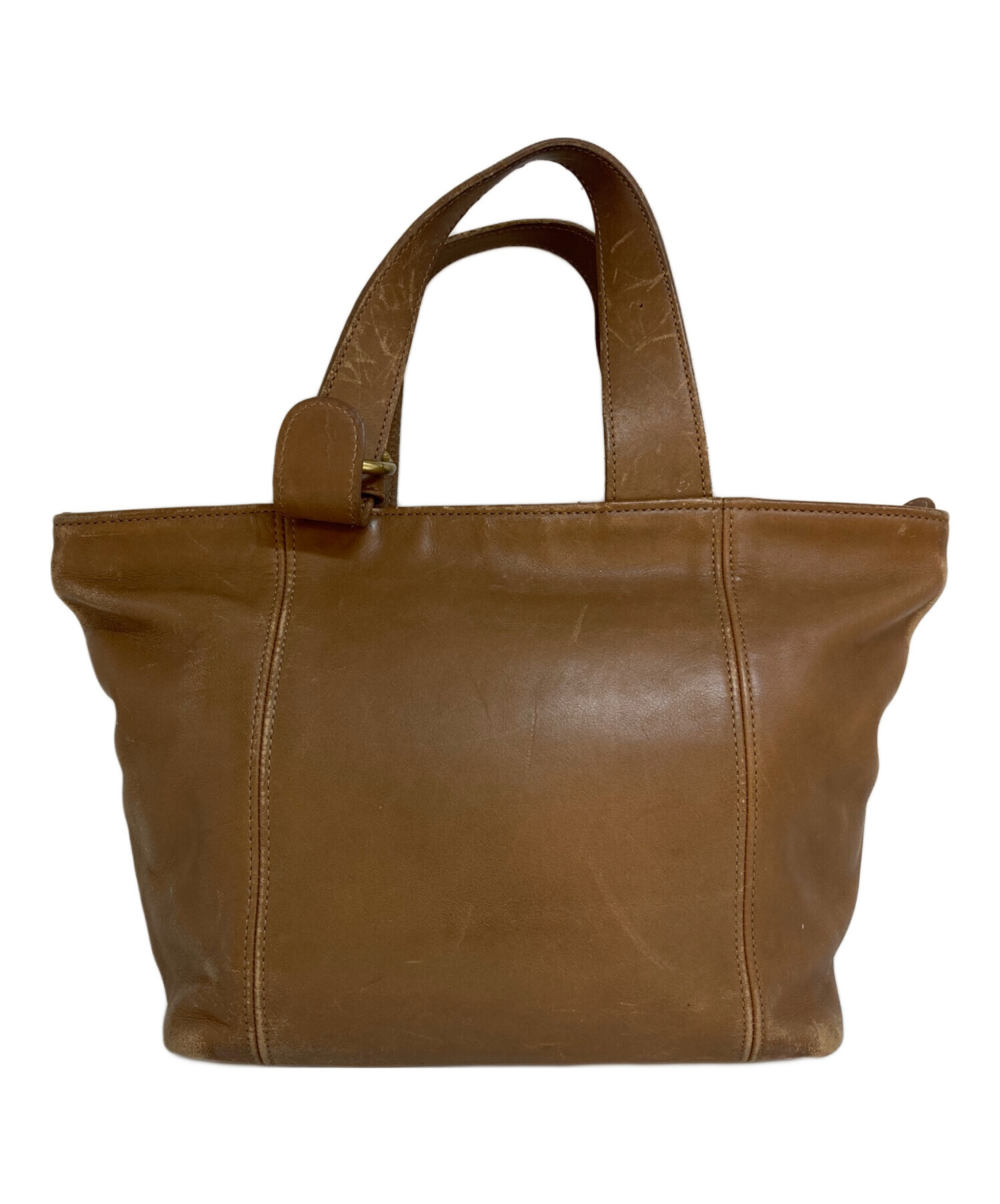 中古・古着通販】COACH (コーチ) レザーハンドバッグ ブラウン 