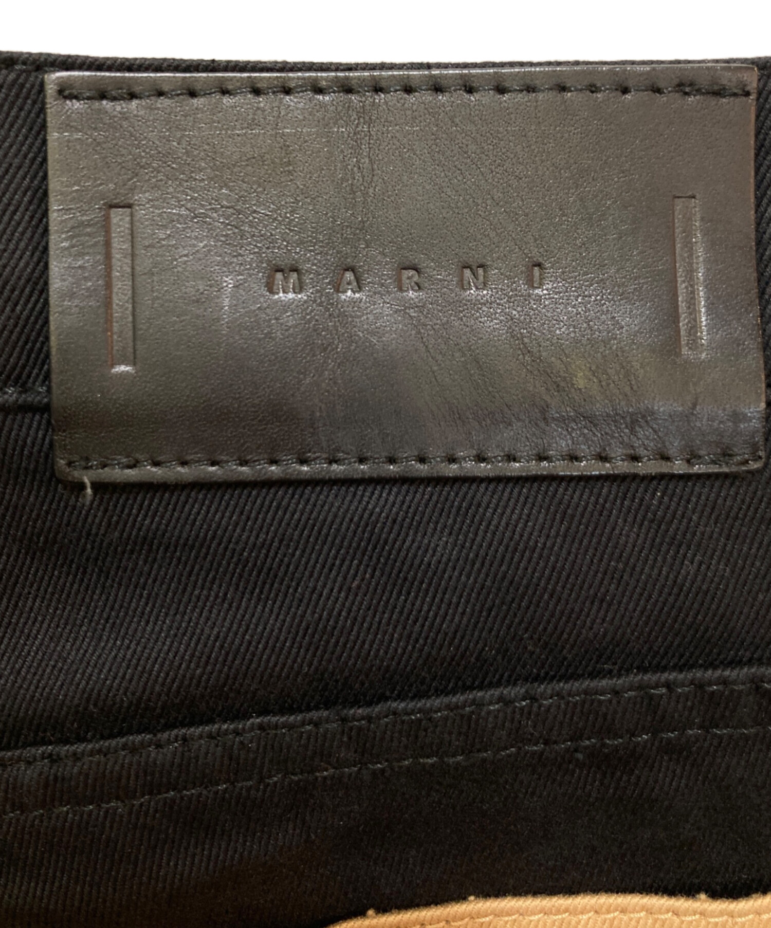 MARNI マルニ ウール フランネル バイカラー パネル テーパード パンツ