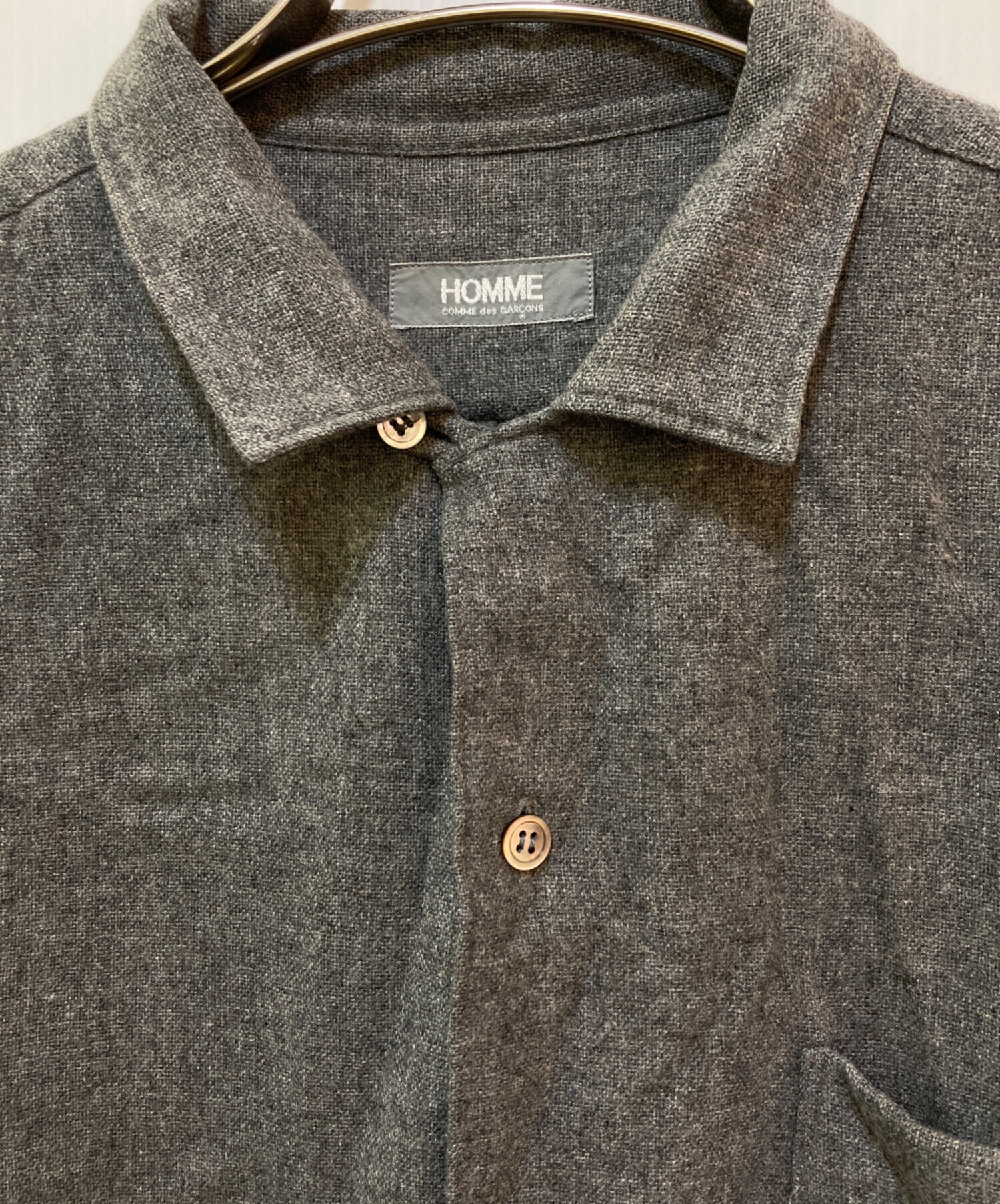 HOMME COMME des GARCONS 80‘s ウール開襟シャツ 中古・古着通販】HOMME COMME des GARCONS (オム コムデギャルソン) 80