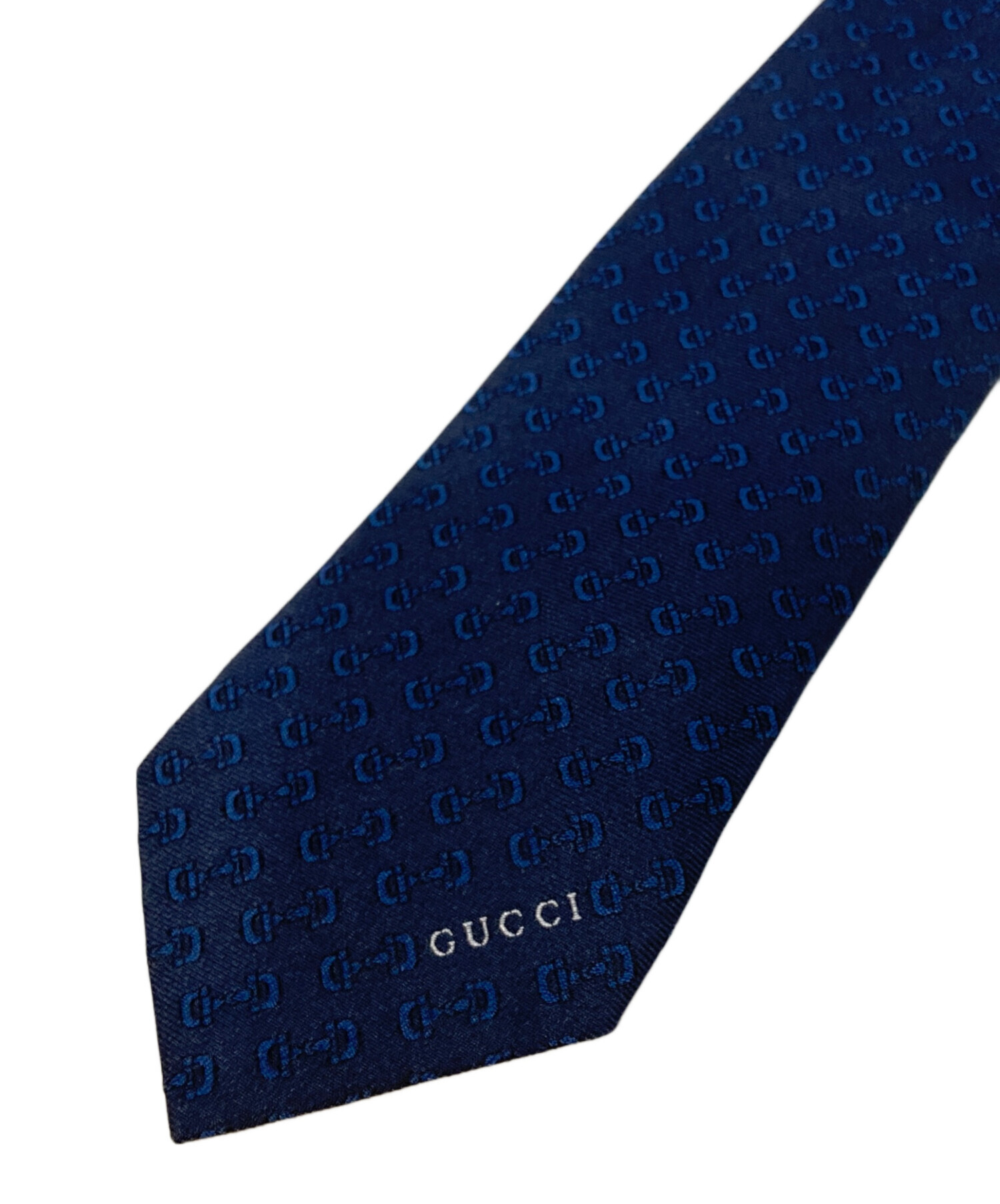 未使用品　グッチ　ネクタイ　GGパターン×ホースビット　ブラック×ネイビー 中古・古着通販】GUCCI (グッチ) ホースビット シルクジャカード