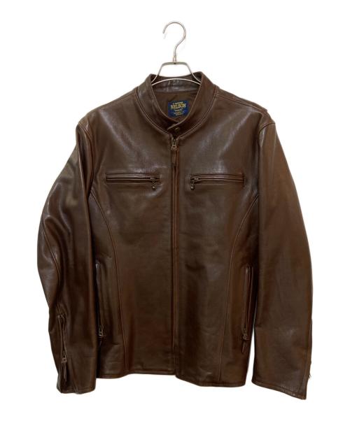 【美品】フルネルソン　ライダース ジャケット　本革レザー　42サイズ　ブラウン WILSONS LEATHER レザー シングルライダースジャケット ブラウン