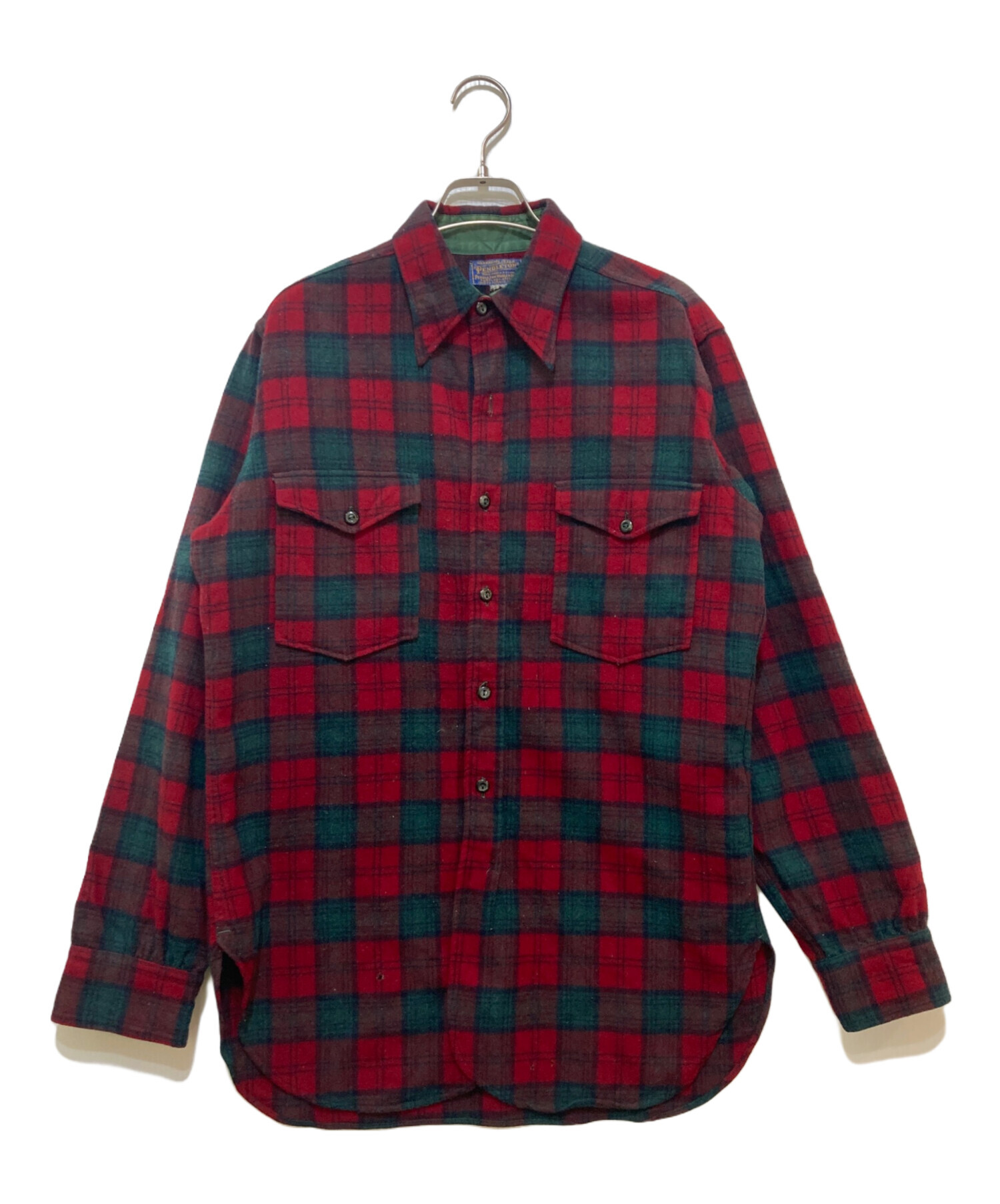 Pendleton 赤・緑チェック ネルシャツ 中古・古着通販】PENDLETON (ペンドルトン) 40`sウールチェックシャツ