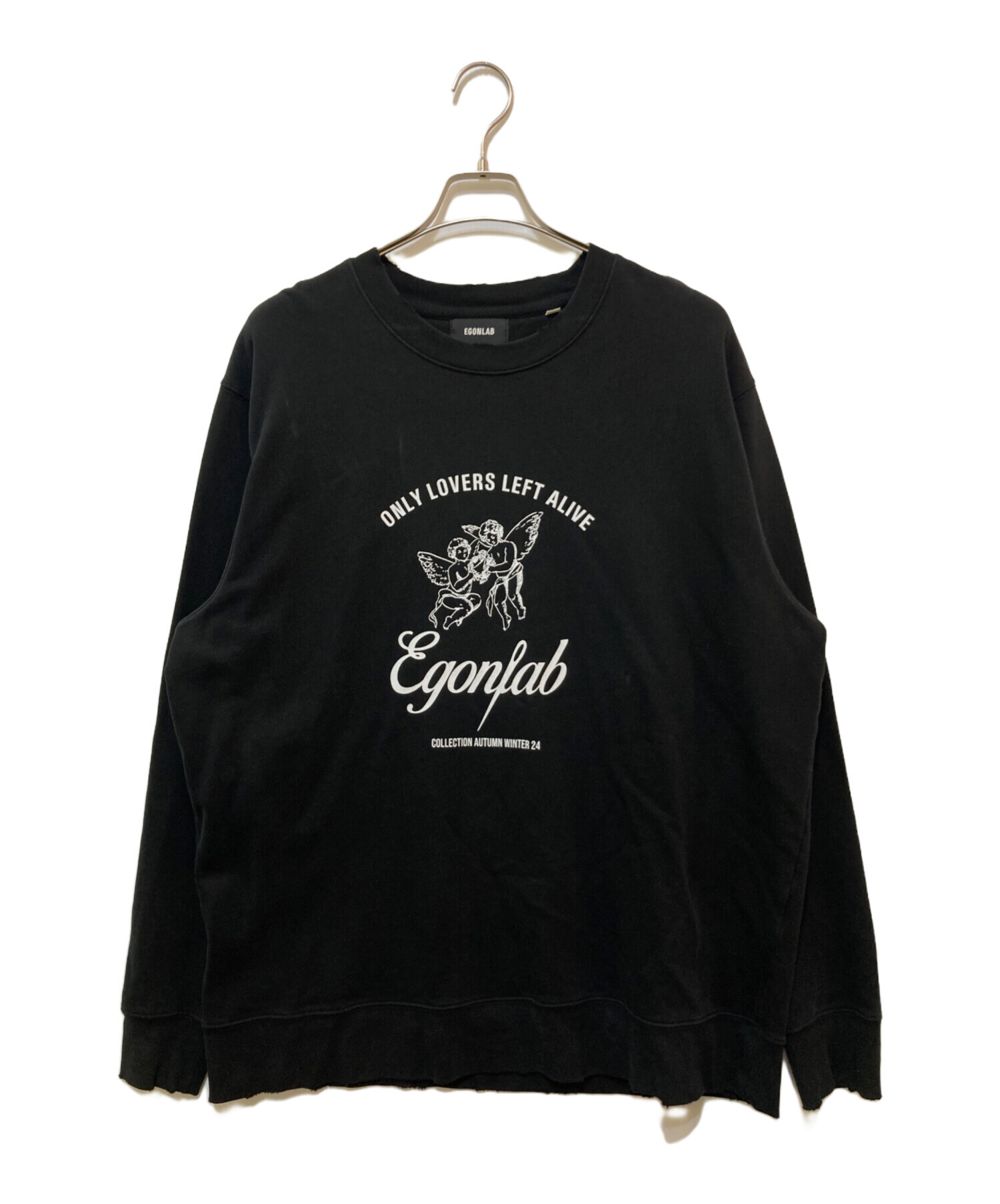 中古・古着通販】EGONLAB (エゴンラボ) プリントスウェット ブラック 