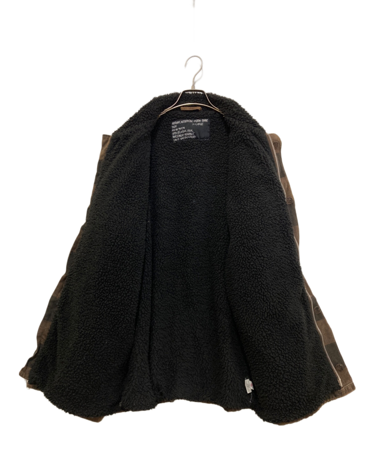 中古・古着通販】stussy (ステューシー) ジップアップボアチェック