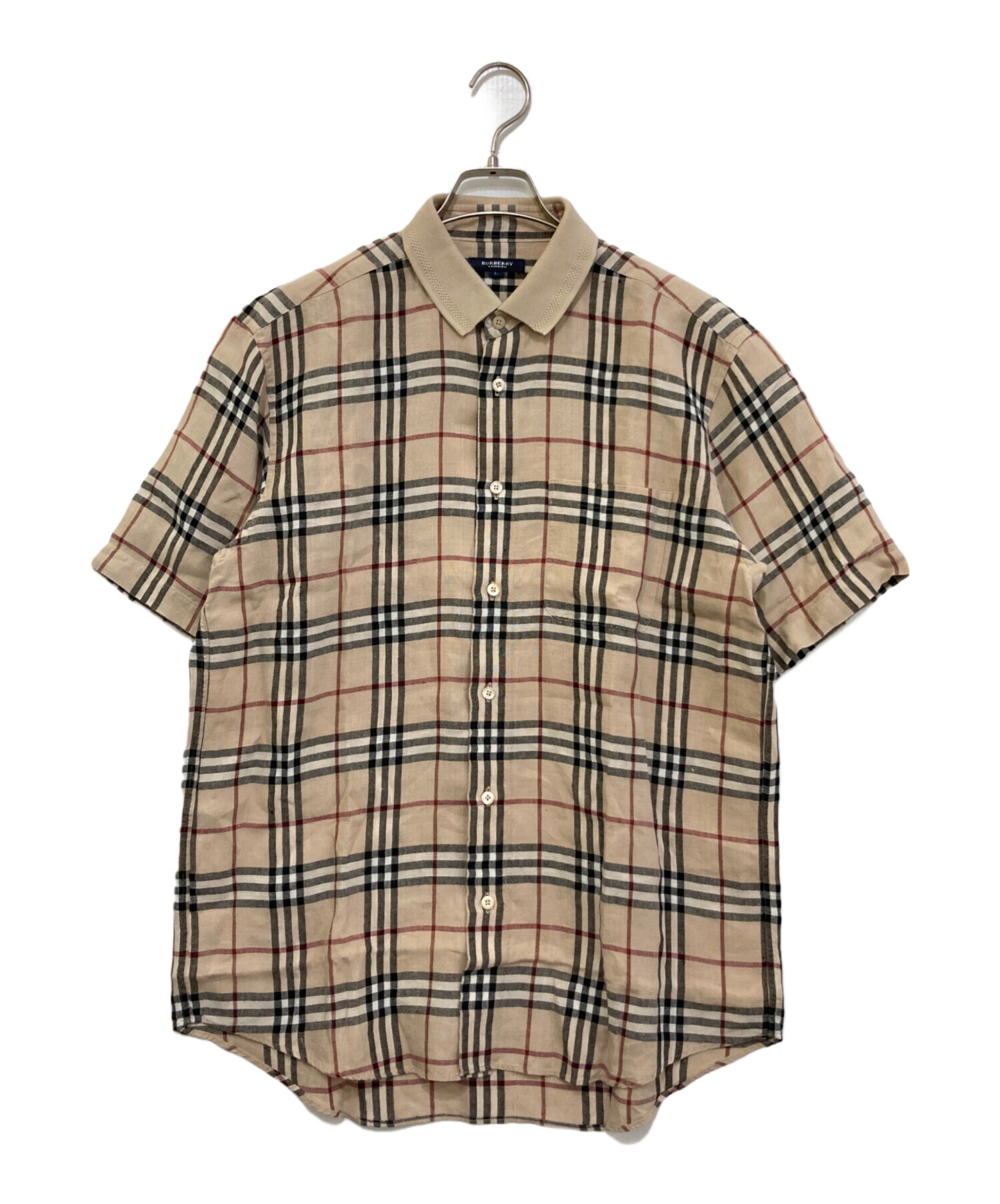 【超希少】バーバリーロンドン リネン混 ノバチェック 半袖シャツ M ベージュ 中古・古着通販】BURBERRY LONDON (バーバリーロンドン) ノヴァ