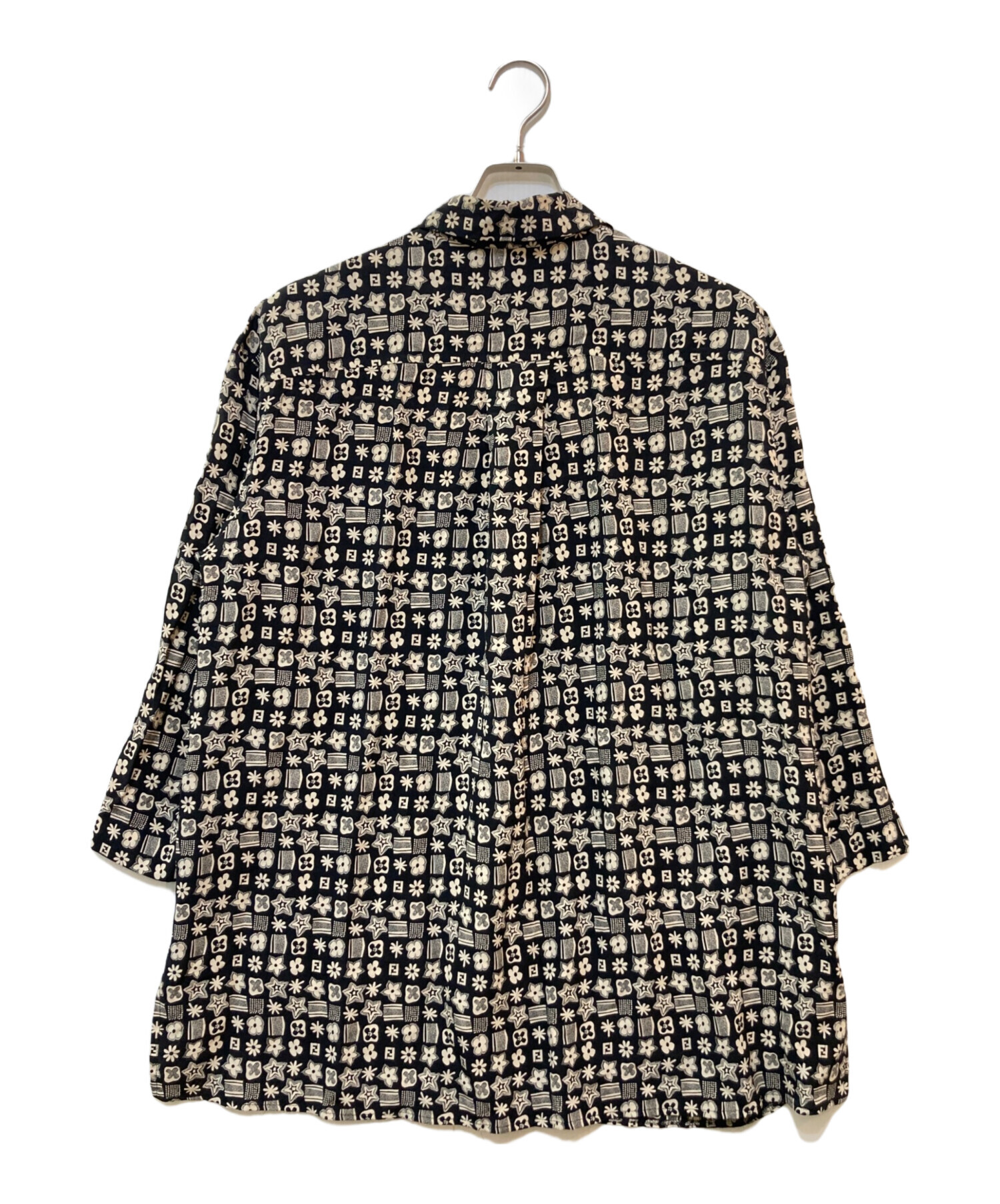 中古・古着通販】FENDI (フェンディ) 総柄シルクブラウス ブラック