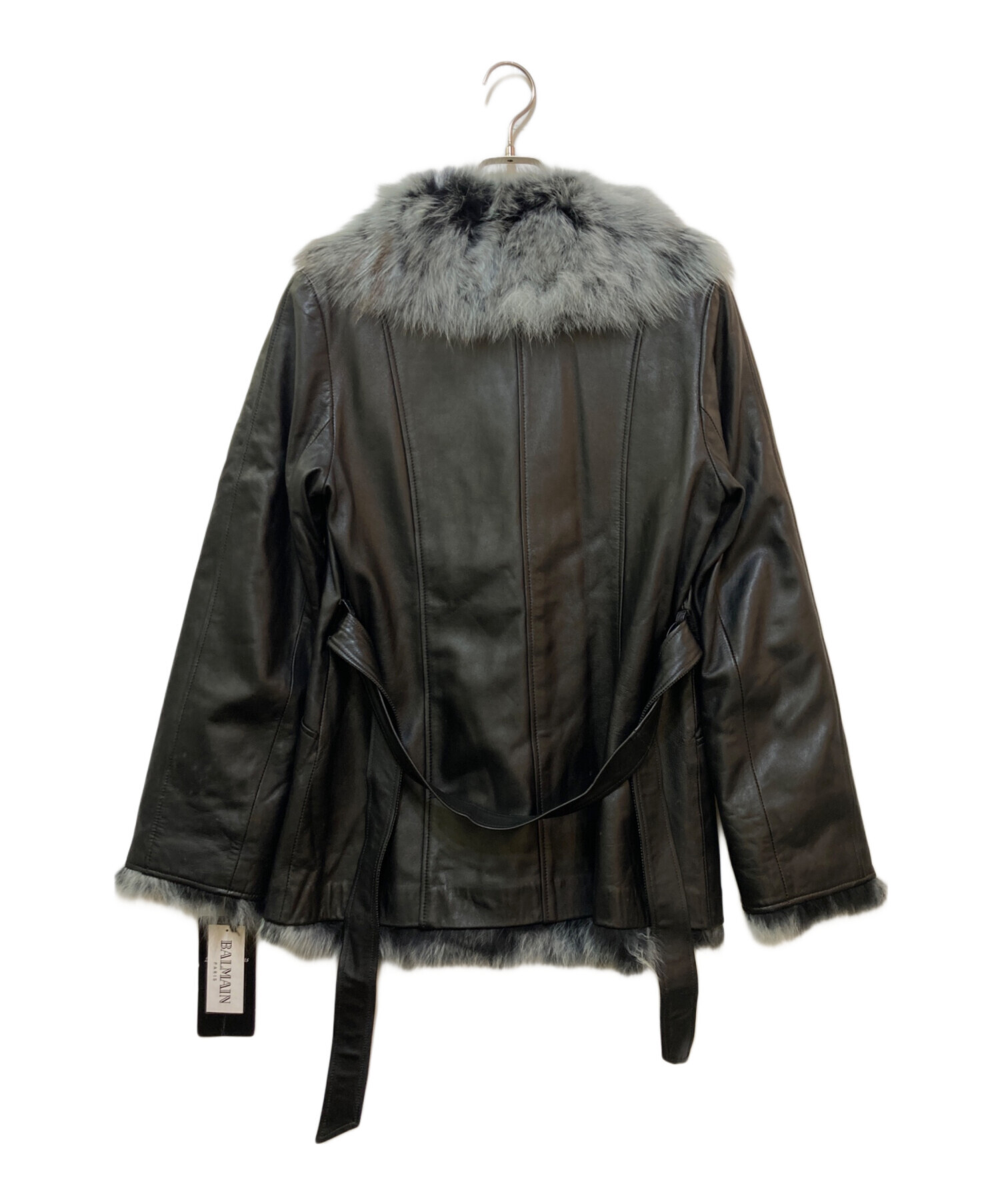 中古・古着通販】BALMAIN (バルマン) ラムレザーコート ブラック