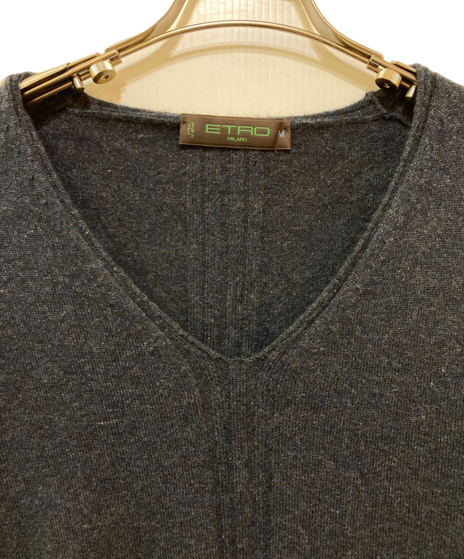 中古・古着通販】ETRO (エトロ) Vネックカシミヤウールニット ネイビー