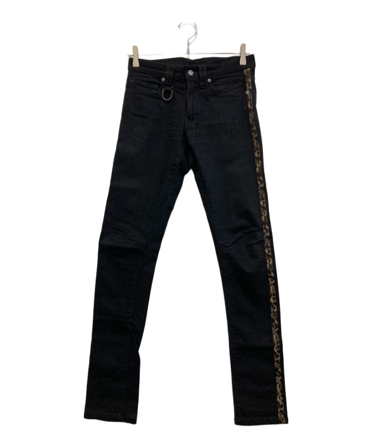 Roen ブラックスキニーパンツ S〜Мサイズ【美品】ロエン ブラックジーンズ 中古・古着通販】Roen (ロエン) サイドレオパード側章スキニージーンズ